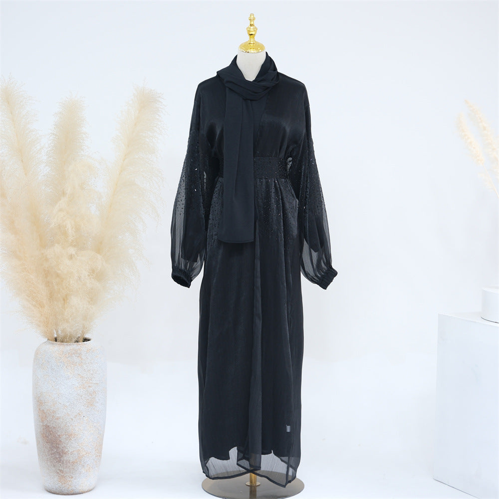 HASASERIES HS0932 3 Pcs Set Cardigan+Inner Dress+Hijab