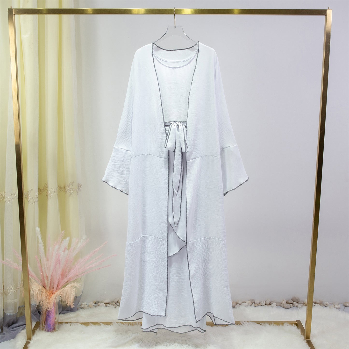 HASASERIES HS1098 3pcs Set Without Sleeves Inner Dress+Cardigan+special Belt