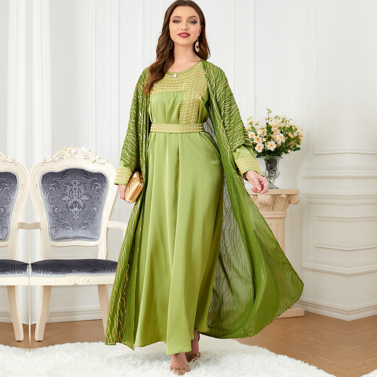 HASASERIES HS1059 2pcs Inner Dress with Cardigan