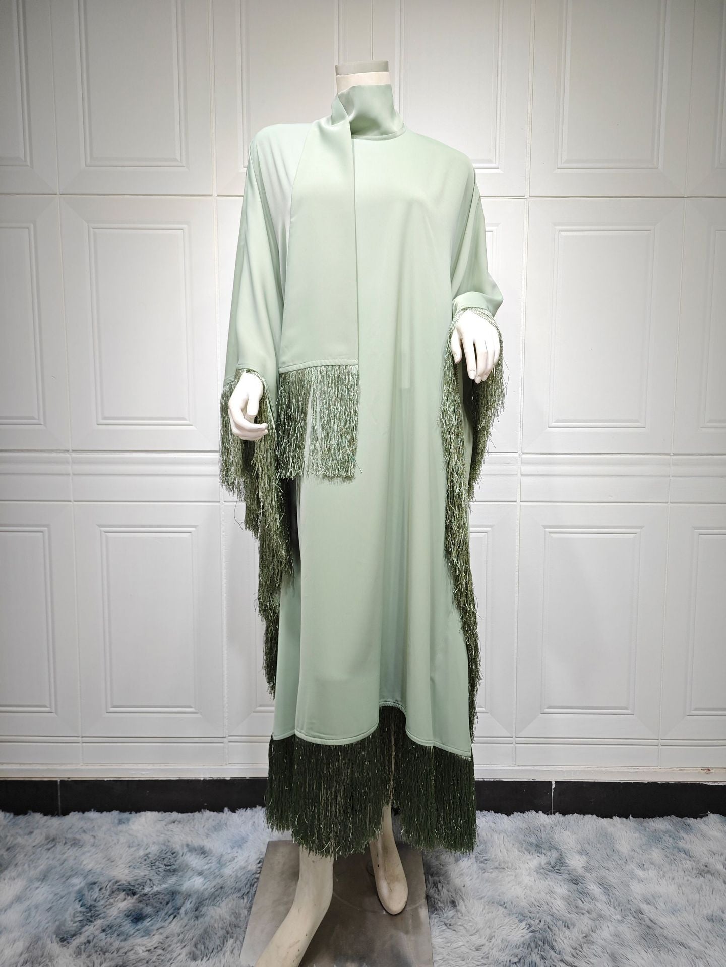 HS0467 Ladies Dolman Sleeve Tassel Kaftan High Fashion Dress modest party dress