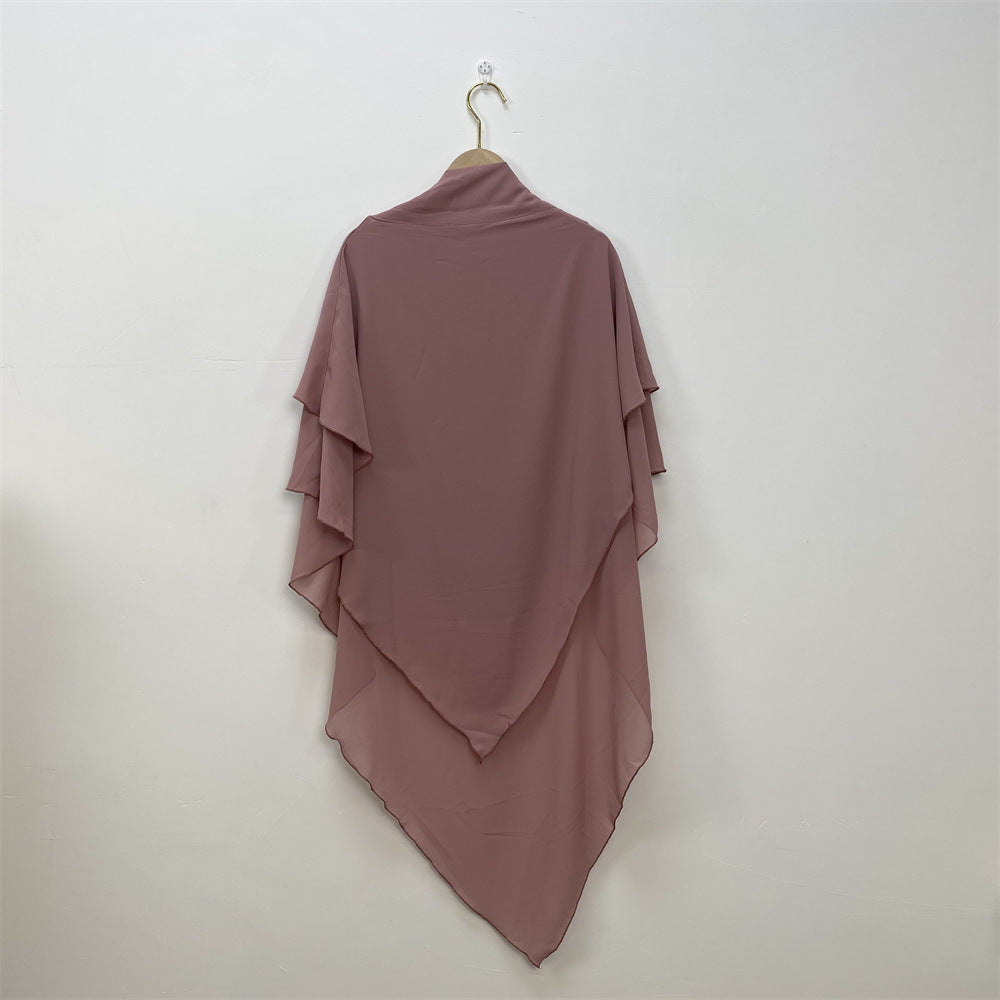 HS0453 Solid Color Chiffon Turban Middle East Dubai Turkey Solid Color Double Layer Big Turban