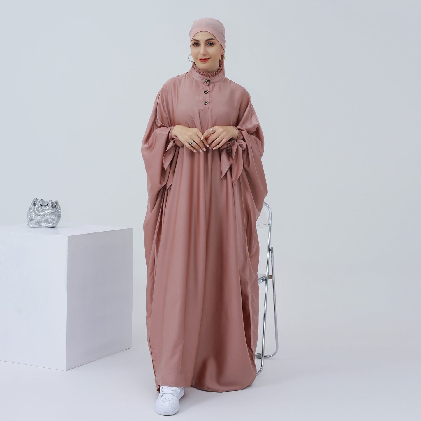 HASASERIES HS0716 Large Swing Solid Robe Dress