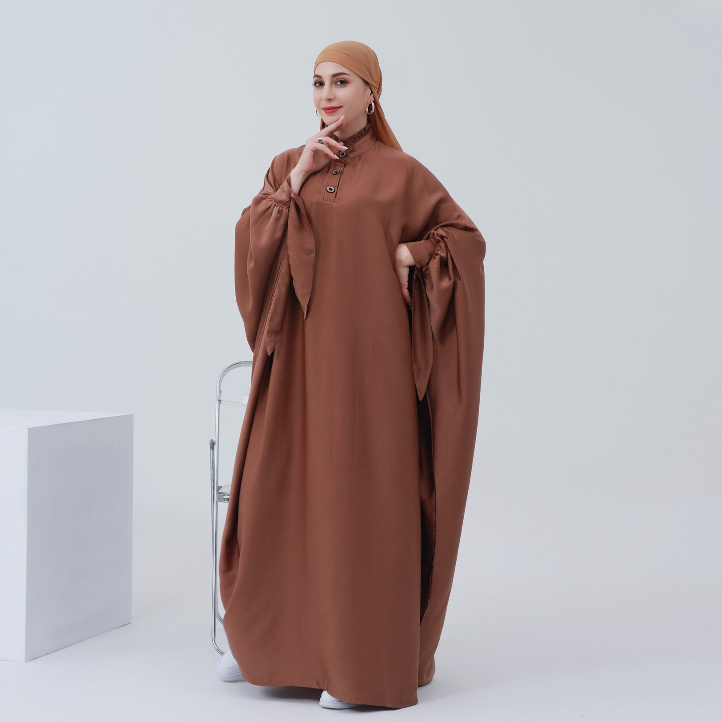 HASASERIES HS0716 Large Swing Solid Robe Dress