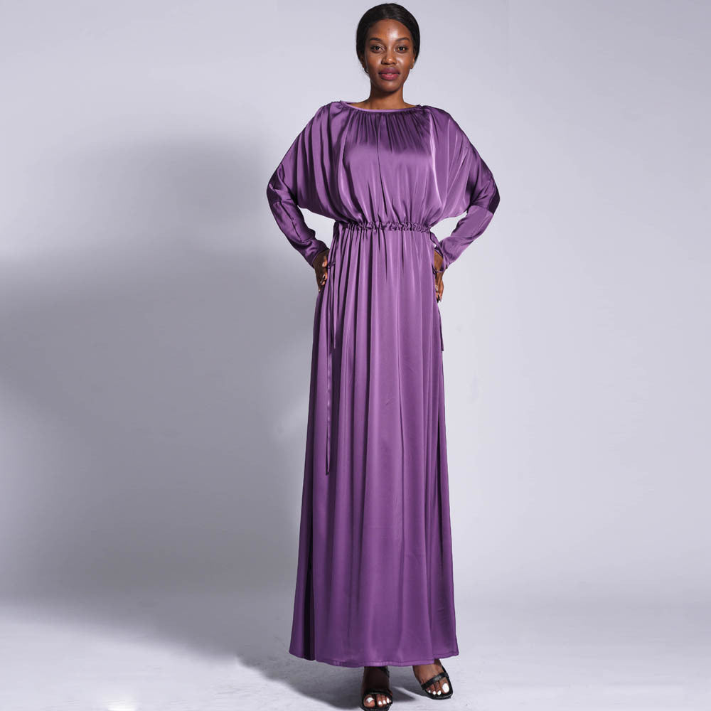 purple drawstring dress Purple V-neck Drawstring Maxi Dress L