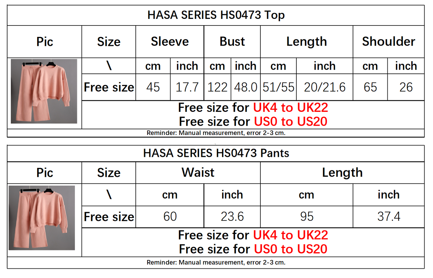 HS0473 New autumn and winter knitted 2 PCS SET crew neck