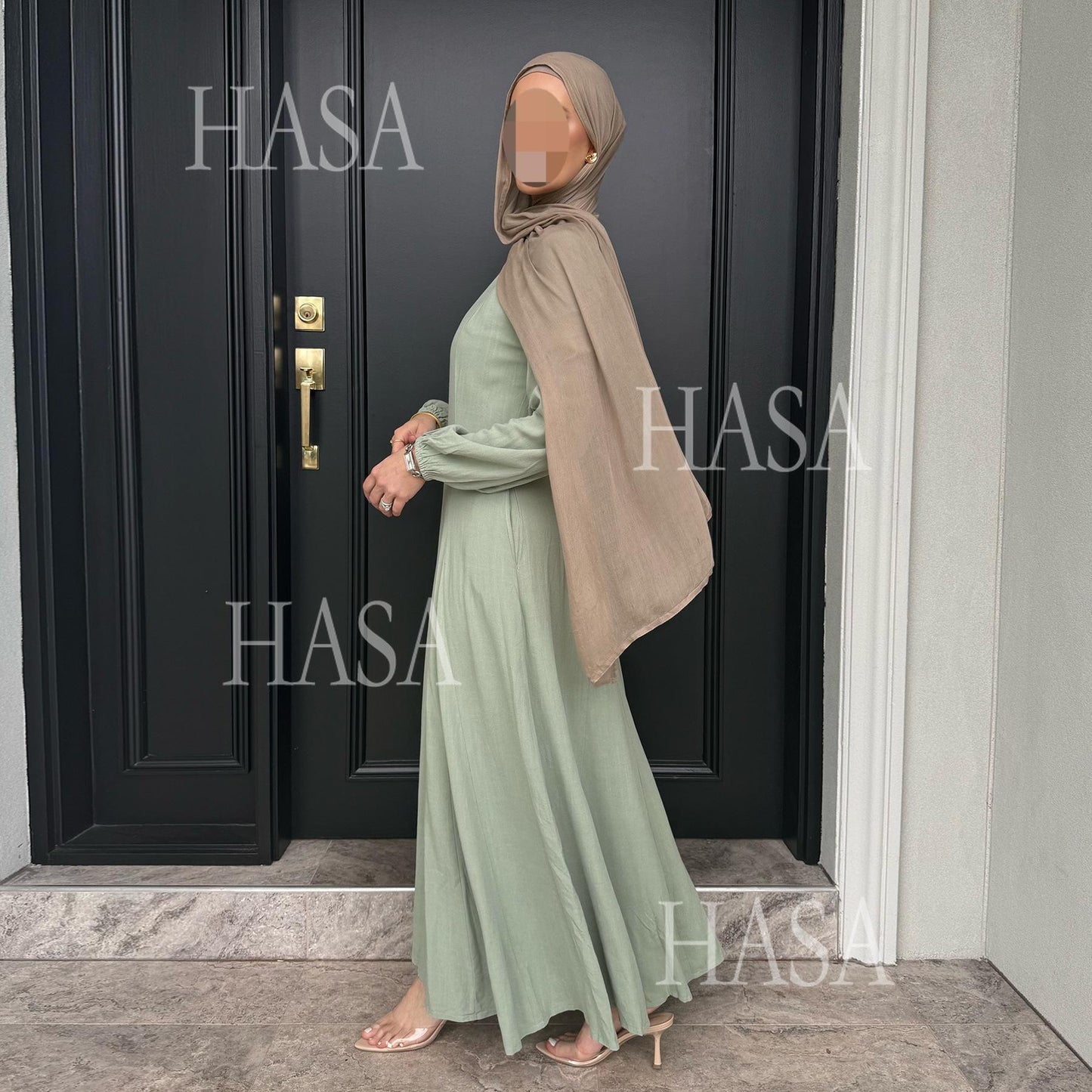 HASA HS5868 Solid Color Swing Comfortable Dress Robe Waist Cinching