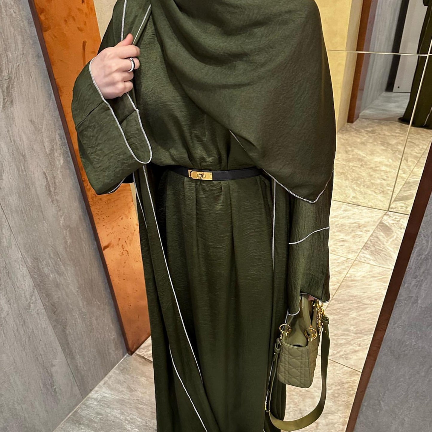 HASASERIES HS0933 3 Pcs Set Cardigan+Inner Dress+Hijab