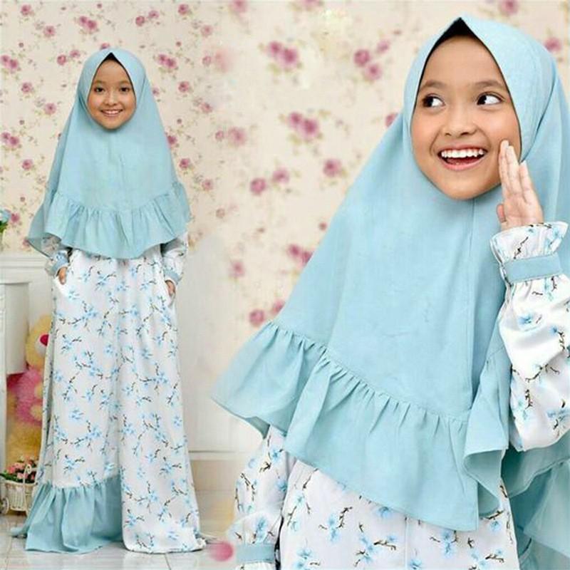 HASASERIES HS1202 Ensemble 2 pièces, Abaya pour enfant avec une couche de Khimar.