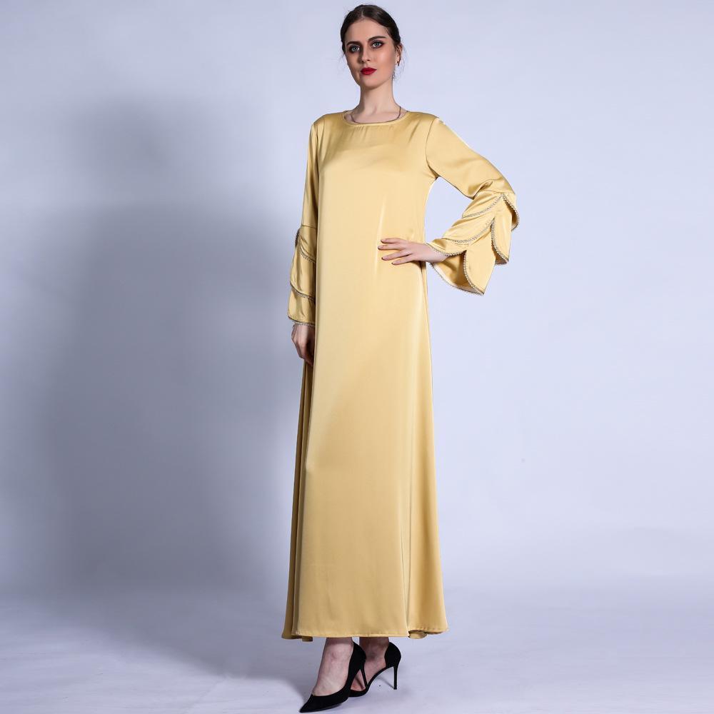 HS0431 Matte Dress Mermaid Three-layer Sleeve Bright Beads A-line Large Swing Long Skirt Female