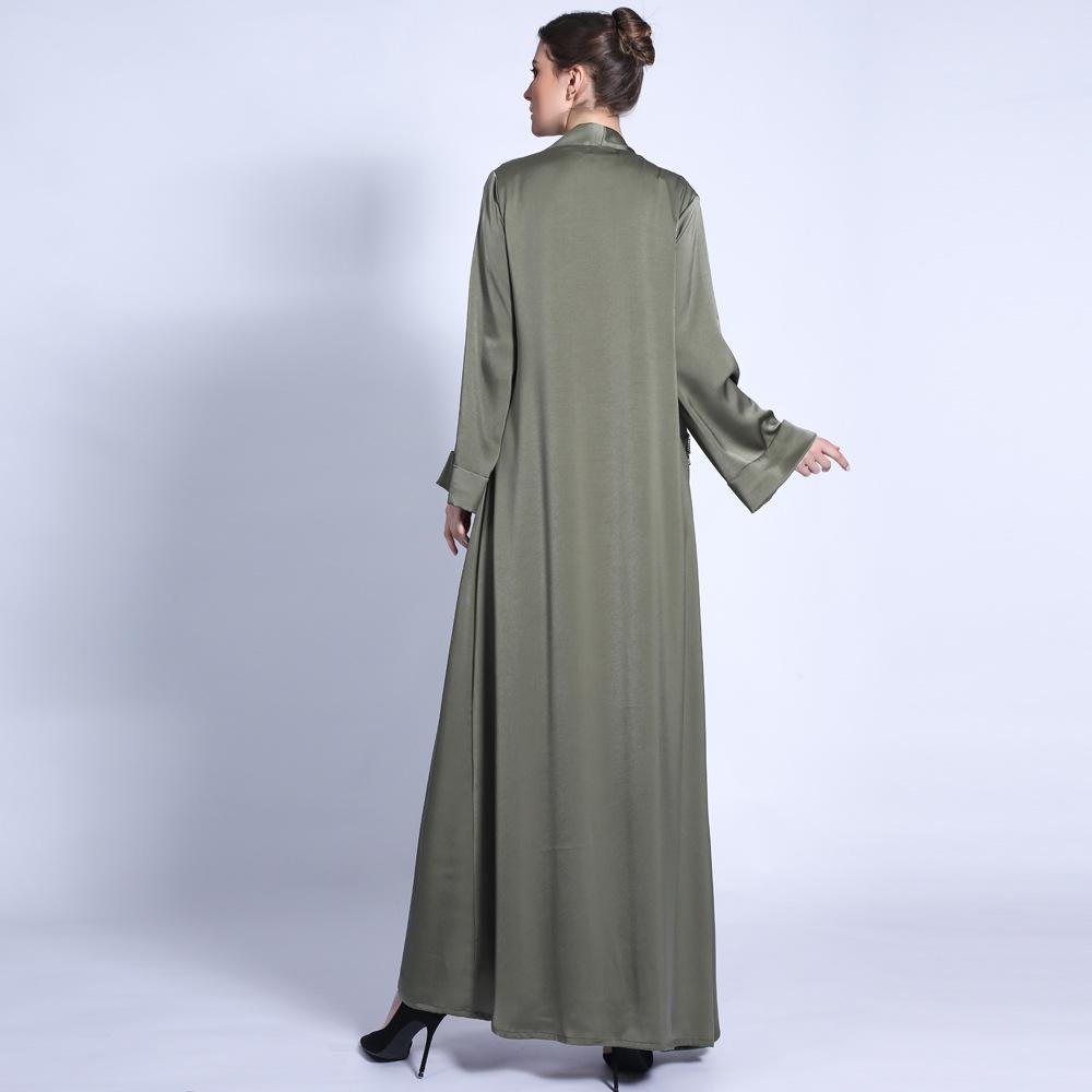 HASASERIES HS0432 Solid Color Wide Cuff Cardigan Lace-up Dress