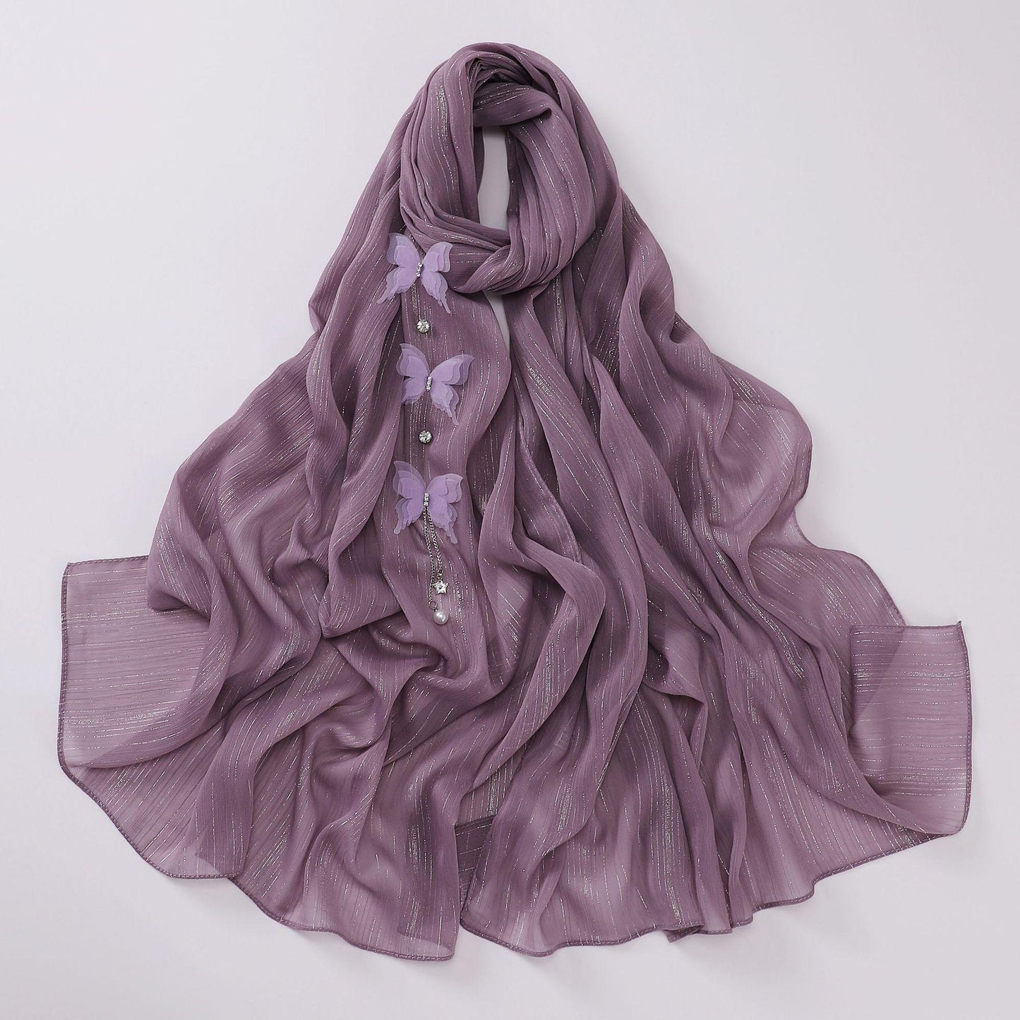 HASASERIES HS1112 Butterfly Long Headband Muslim Hijab