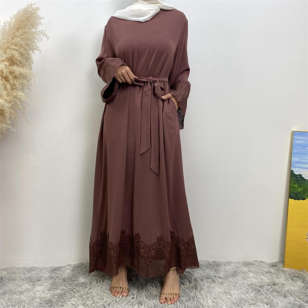 Robe longue en dentelle à la mode musulmane HASASERIES HS1084