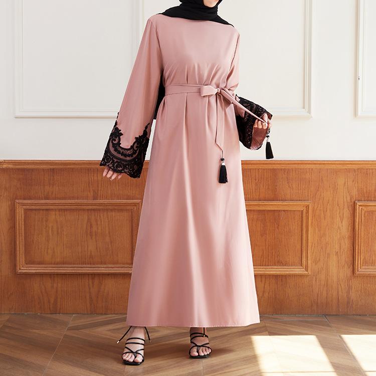 HASASERIES HS0627 Embroidered Sequin Cuff Robe