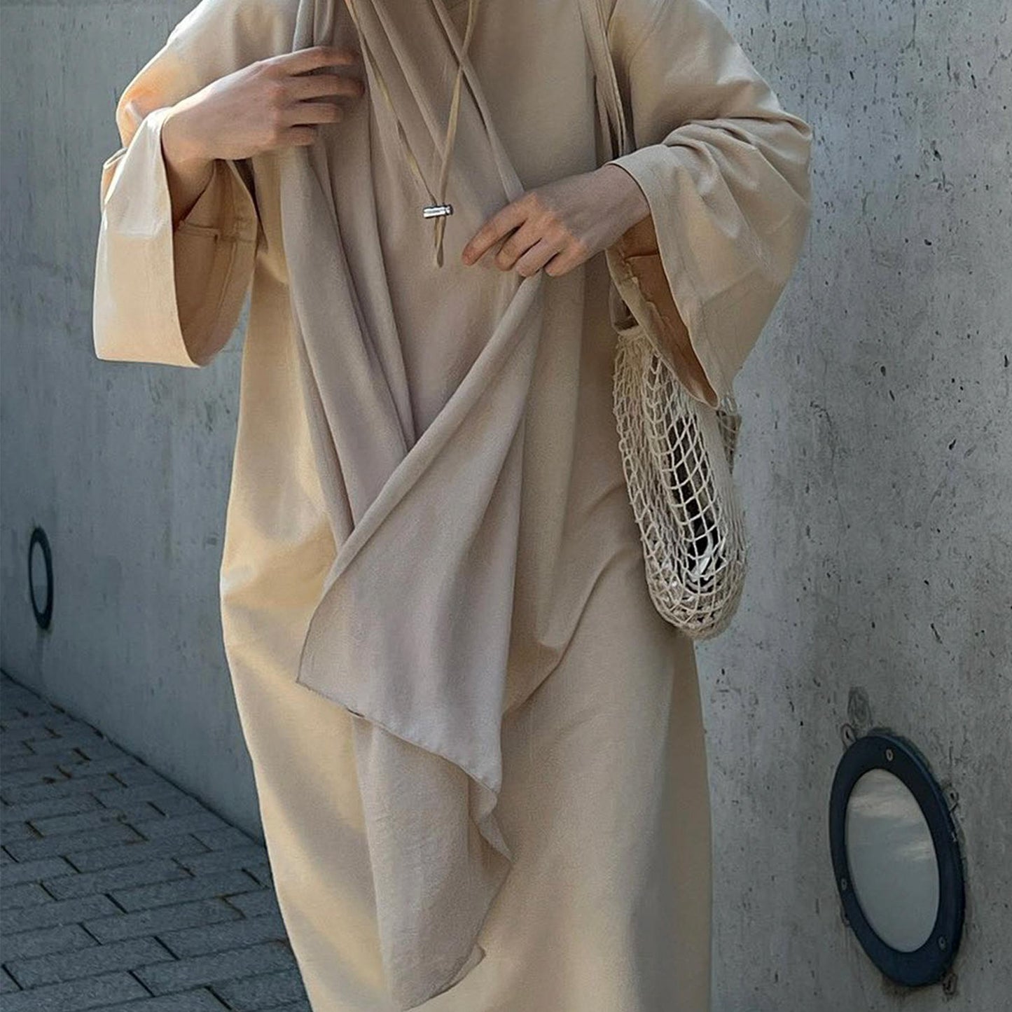 HASASERIES HS1089 Solid Color Hoodie Dress