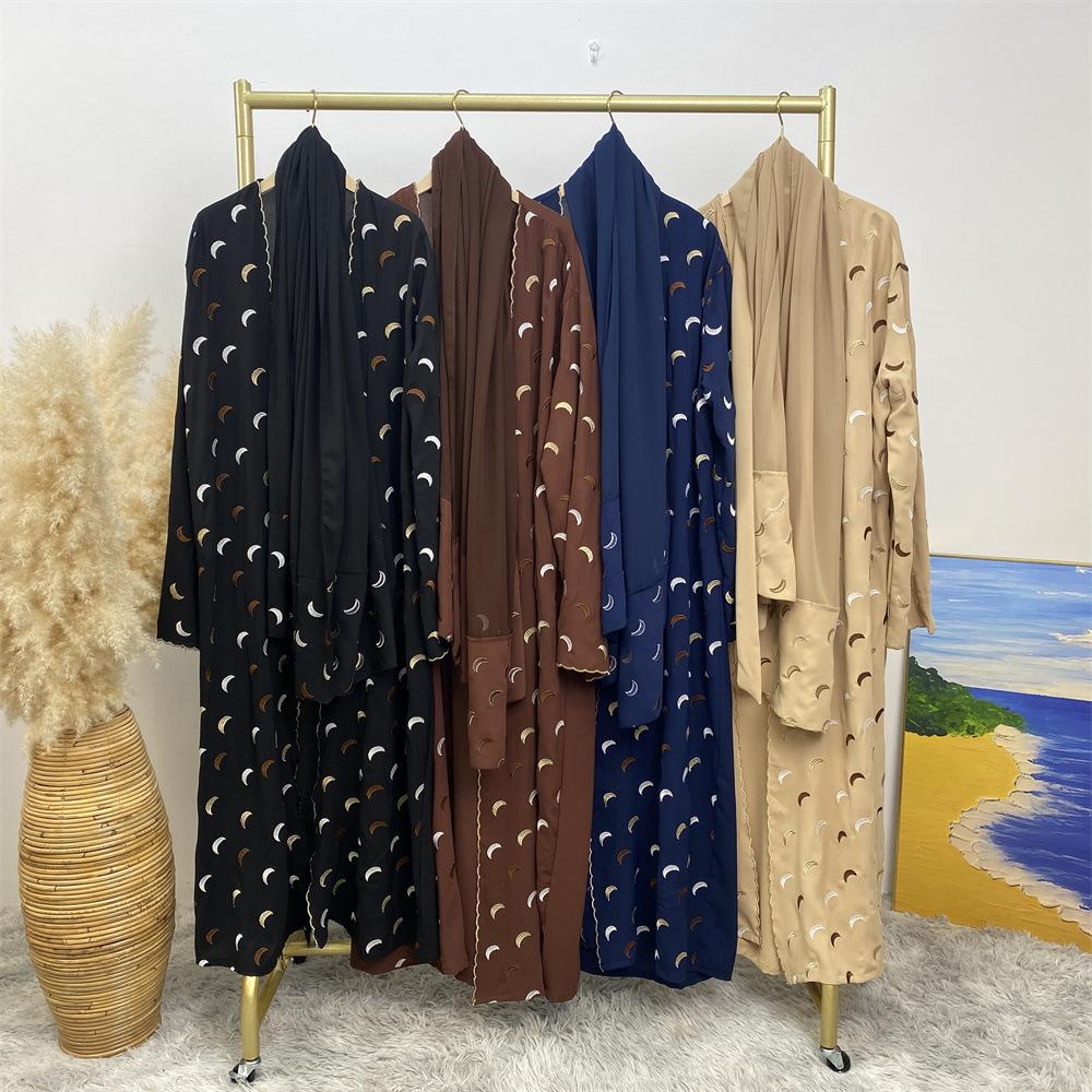 HASASERIES HS0927 Explosions Heavy Industry Embroidery Cardigan Abaya