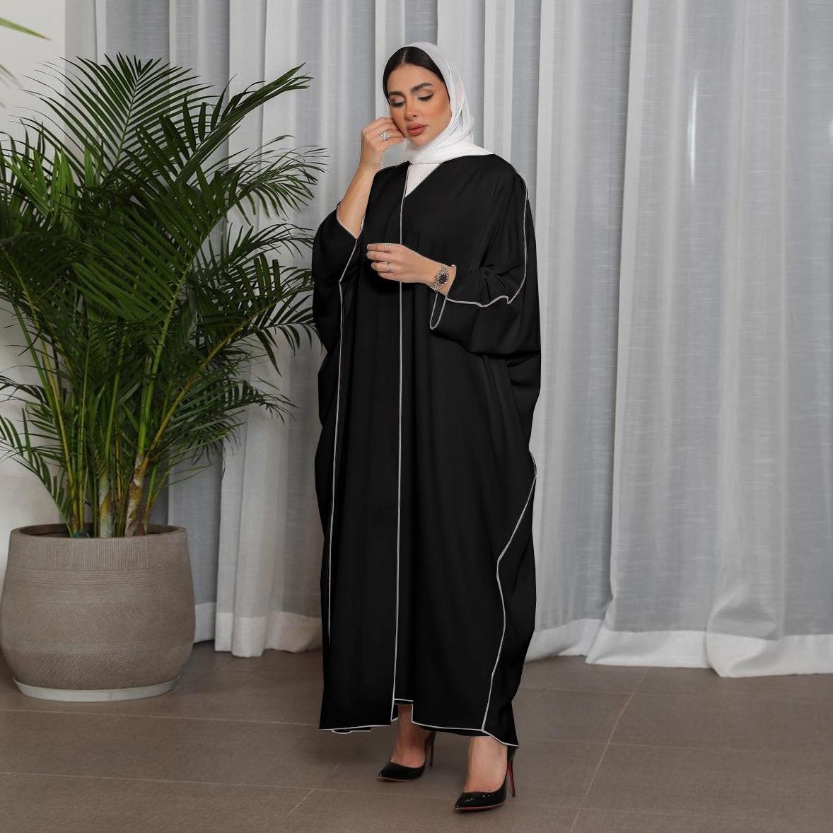 HASASERIES HS0677 White Panelled Abaya Robe