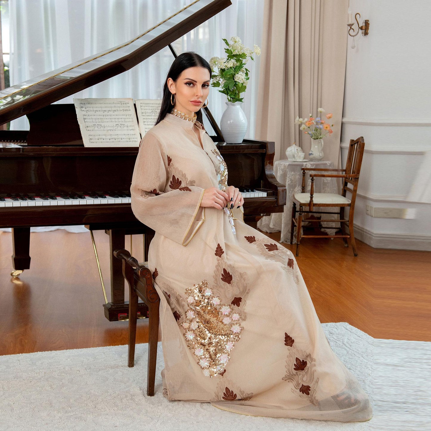 HASASERIES HS0443 Muslim Embroidered Dress