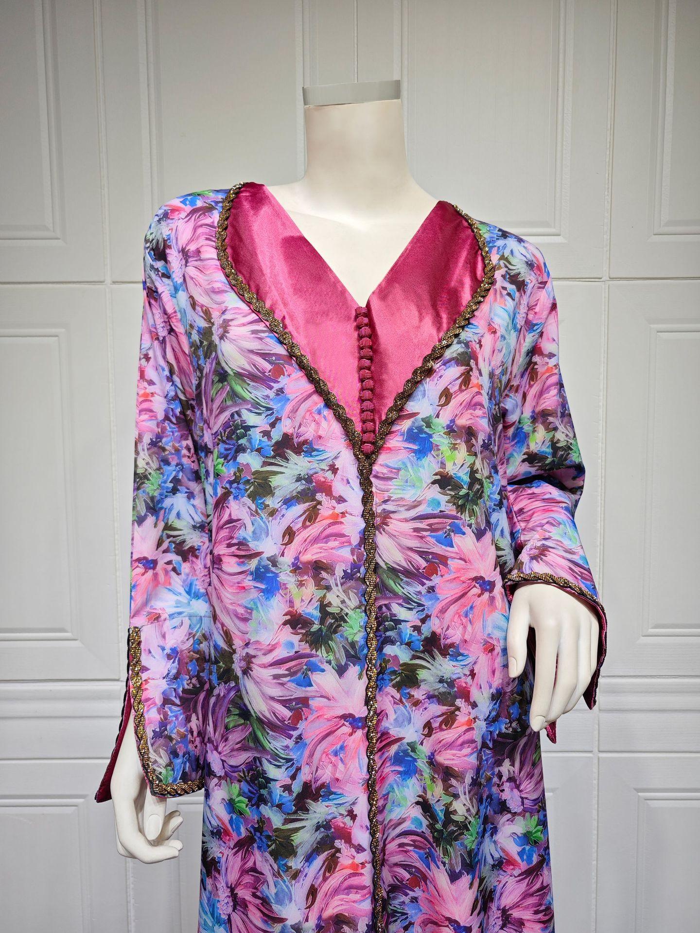 HASASERIES HS1070 Fashionable Printed Diamond Set Robe