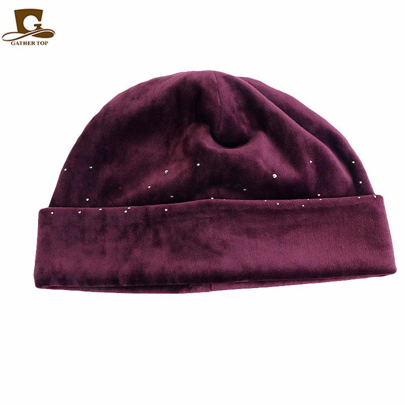 HASASERIES HS1091 Full Sky Star Diamond Muslim Headband Hat