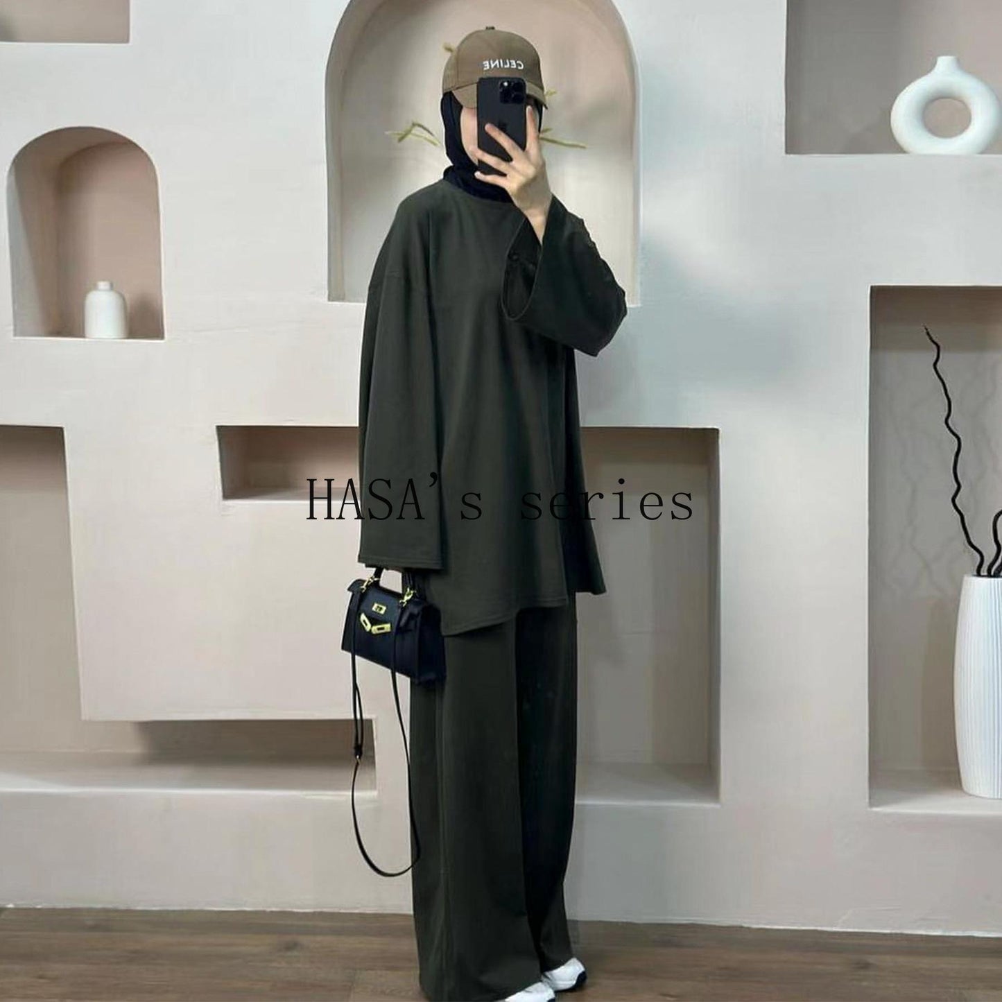 HS5488 Fashionable and Comfortable Loose Two-piece Suit - Simple Solid Color Design two piece co ords