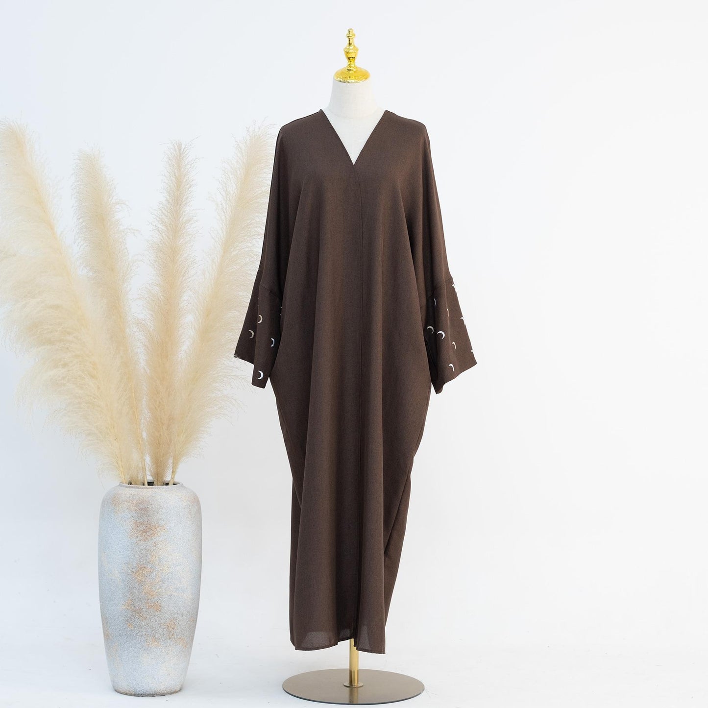 HASASERIES HS0934 Cardigan élégant brodé Abaya avec hijab