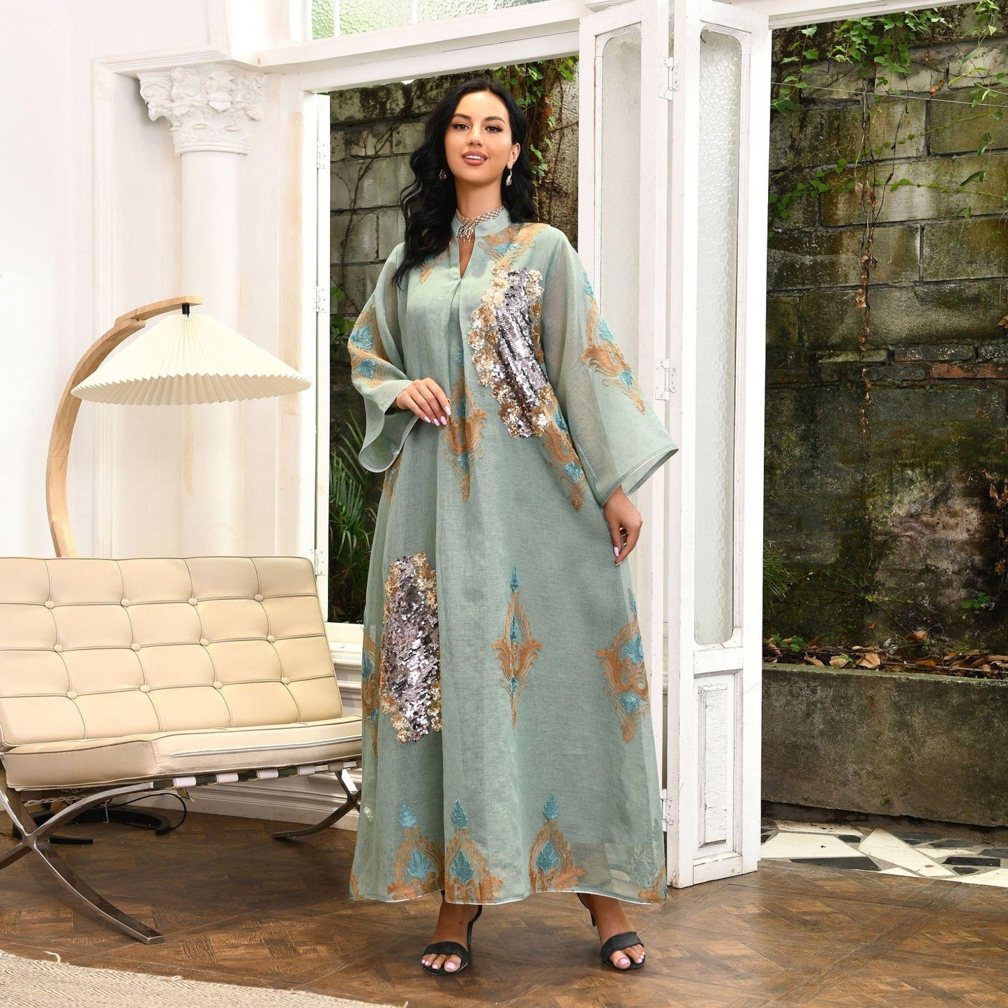HASASERIES HS0443 Muslim Embroidered Dress