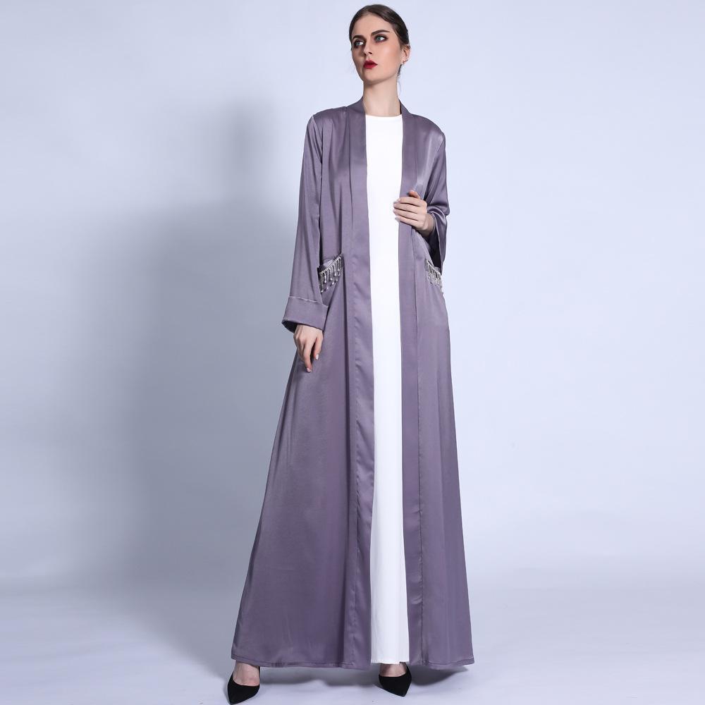 HASASERIES HS0432 Solid Color Wide Cuff Cardigan Lace-up Dress