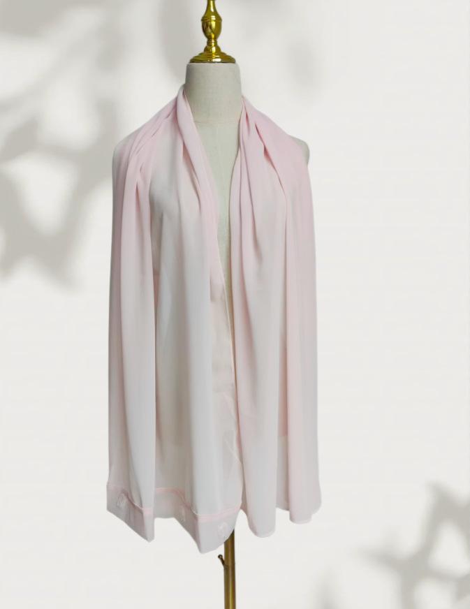 HASA HS6782 Graceful Floral Pink Abaya with Matching Scarf