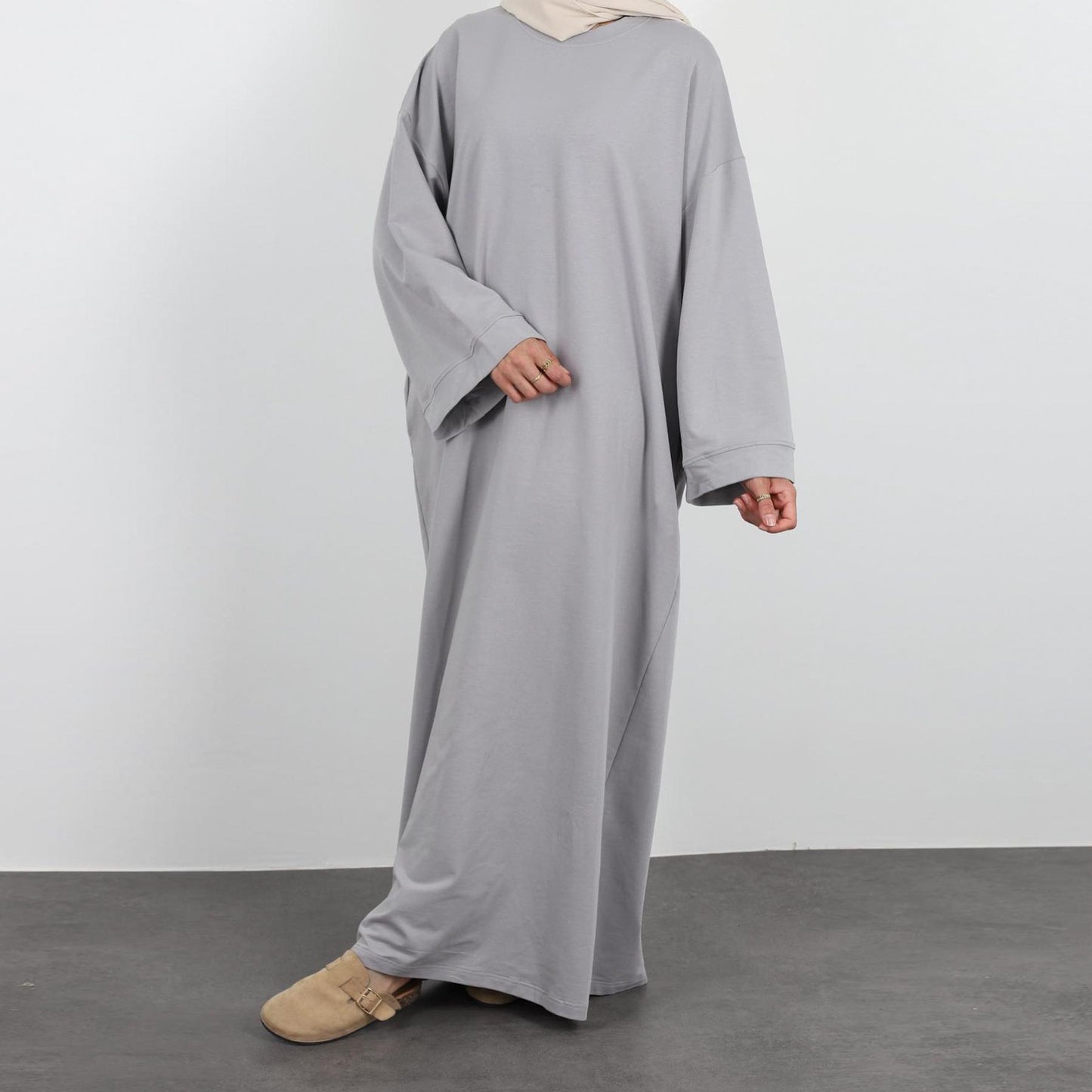 HASASERIES HS1089 Solid Color Hoodie Dress
