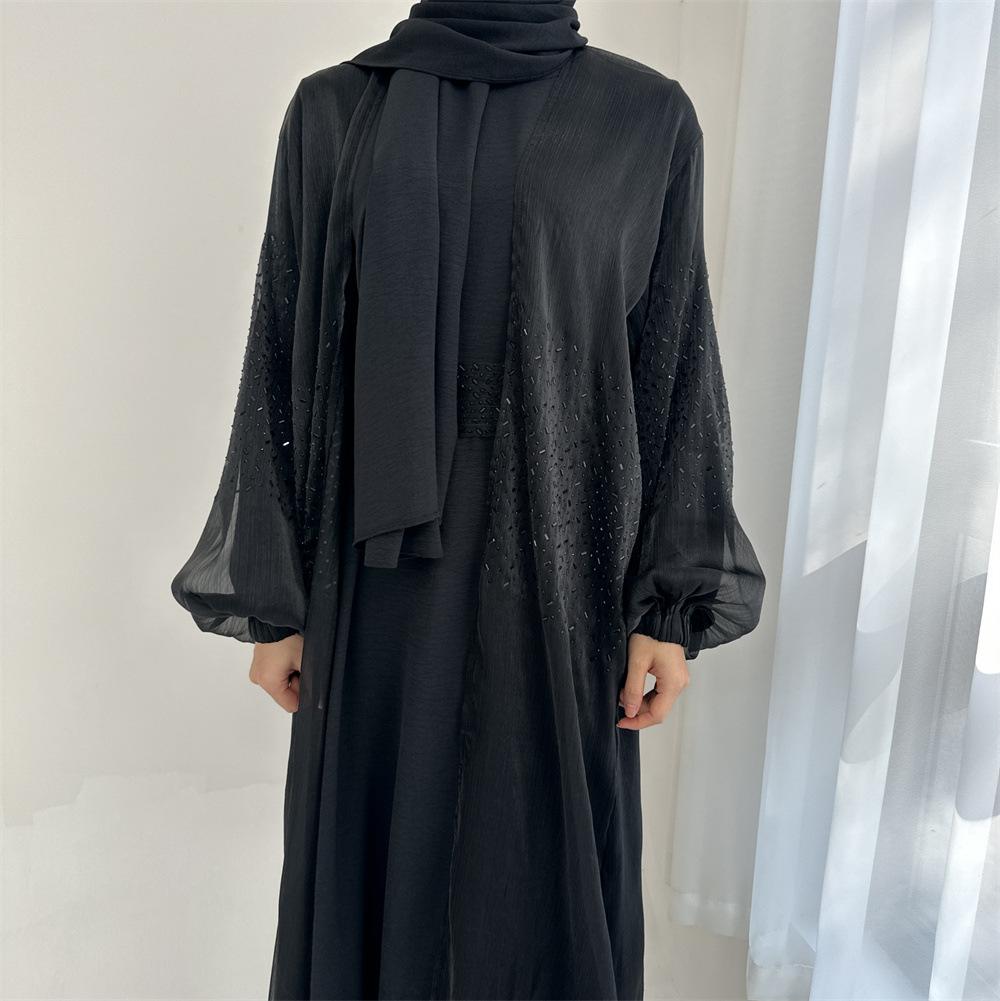 HASASERIES HS0932 3 Pcs Set Cardigan+Inner Dress+Hijab