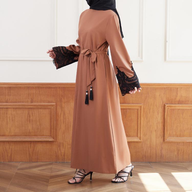 HASASERIES HS0627 Embroidered Sequin Cuff Robe