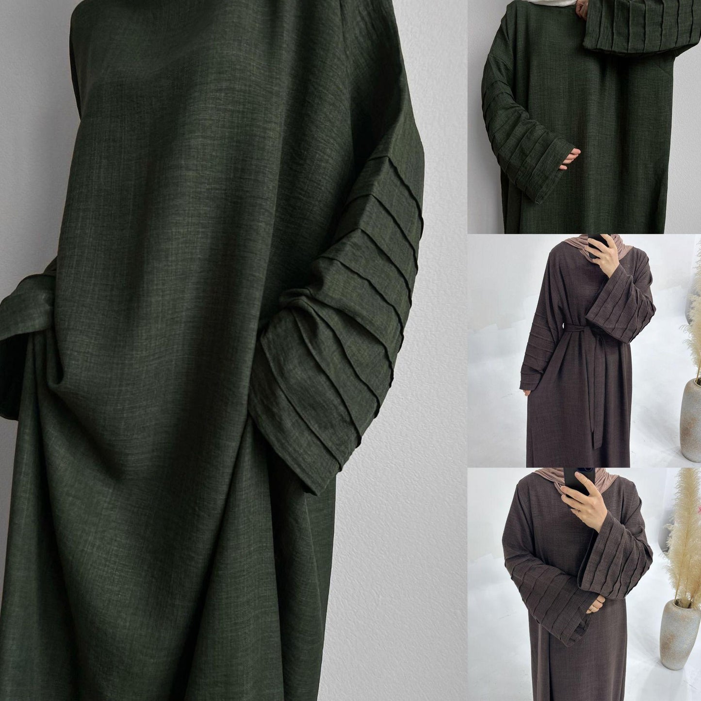 HASASERIES HS1179 Loose Fit Large Crepe Abaya Dress with Belt
