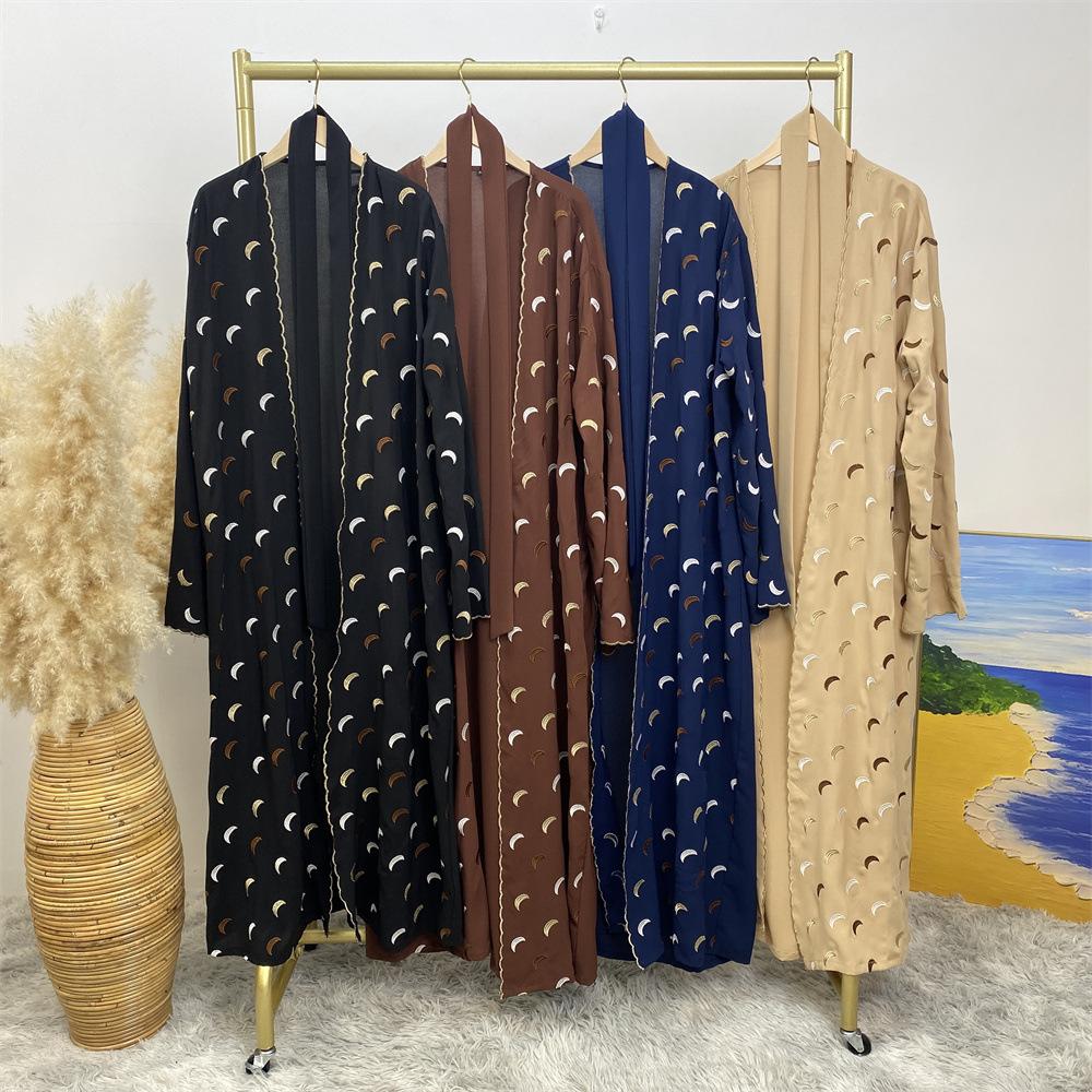 HASASERIES HS0927 Explosions Heavy Industry Embroidery Cardigan Abaya