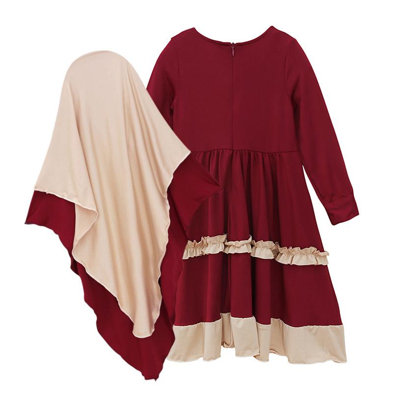 HASASERIES HS1205 Ensemble 2 pièces, Abaya pour enfant avec une couche de Khimar.