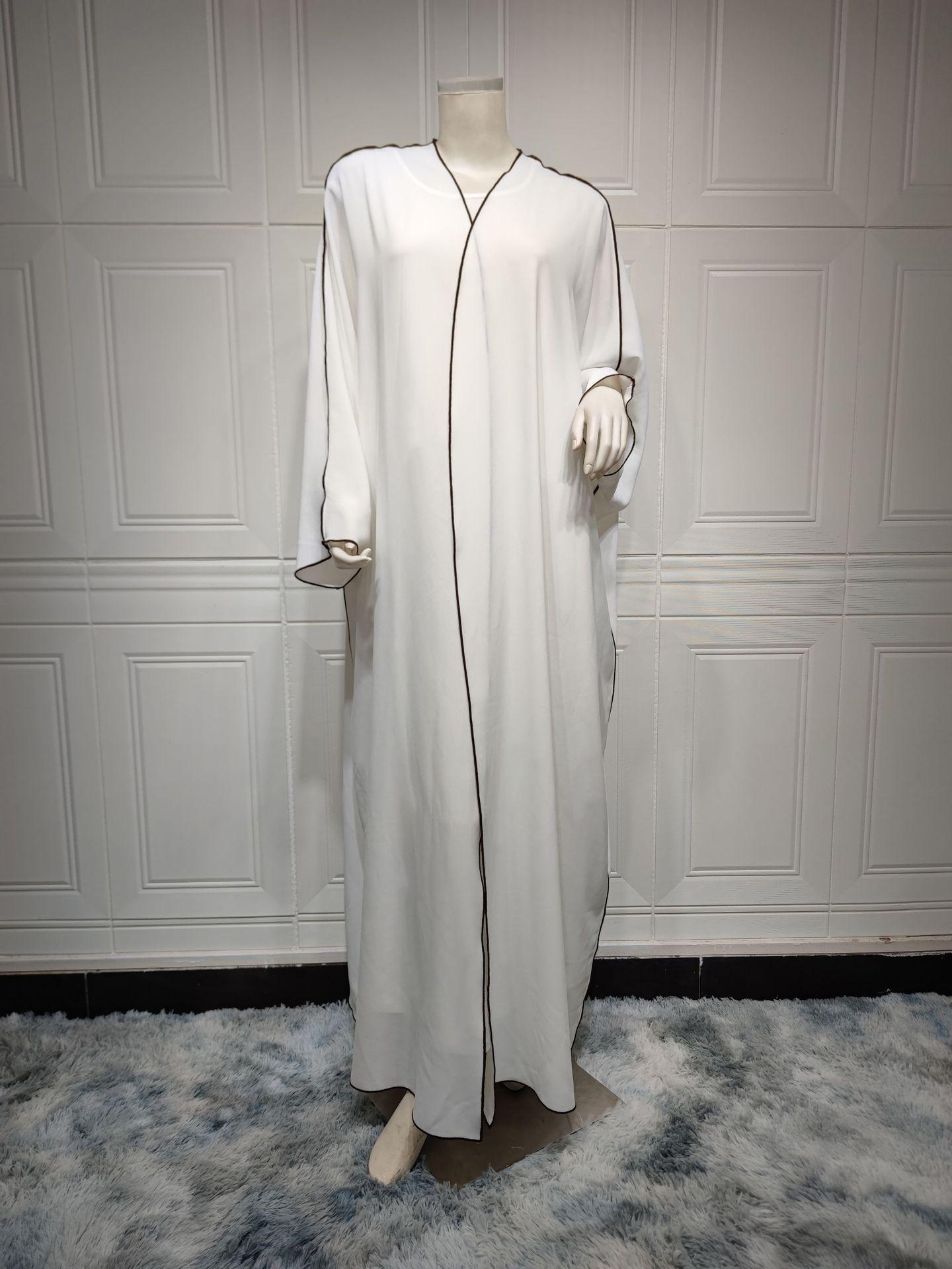HASASERIES HS0677 White Panelled Abaya Robe