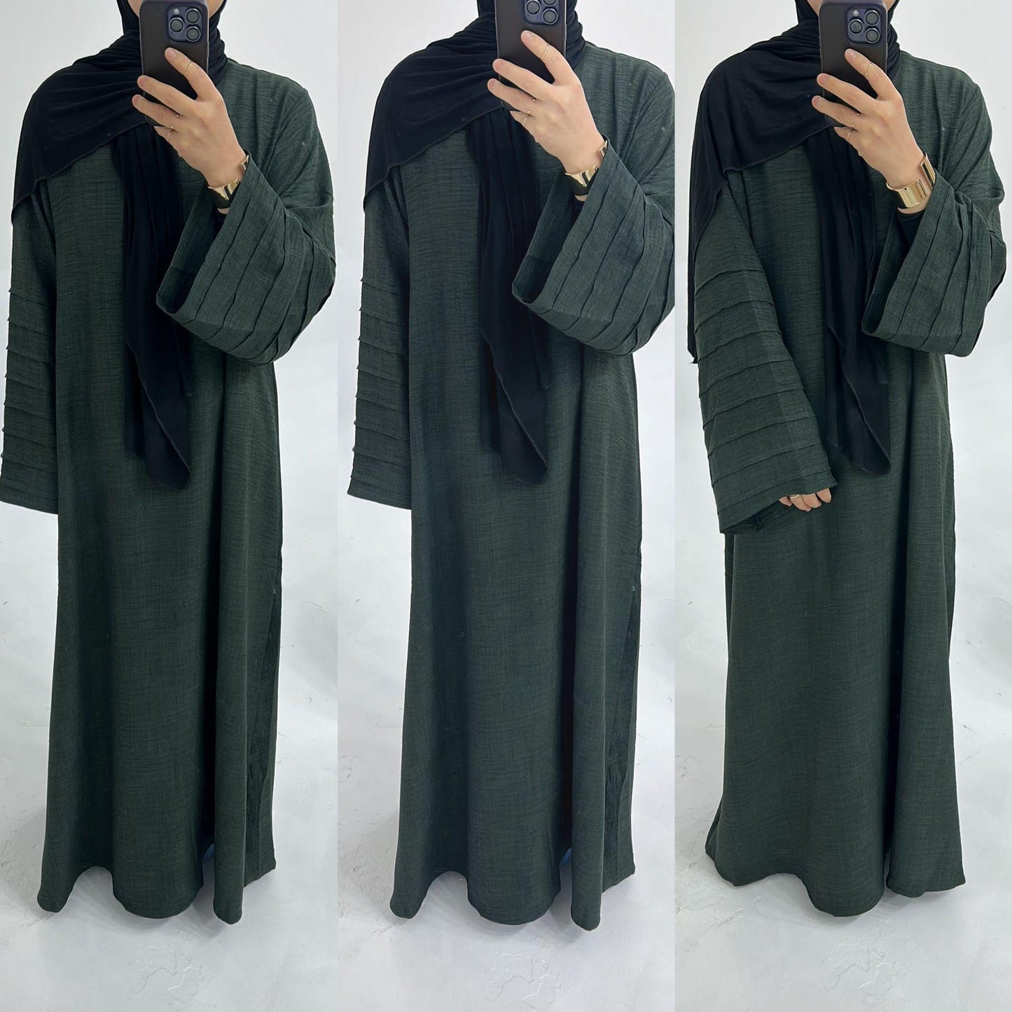 HASASERIES HS1179 Loose Fit Large Crepe Abaya Dress with Belt