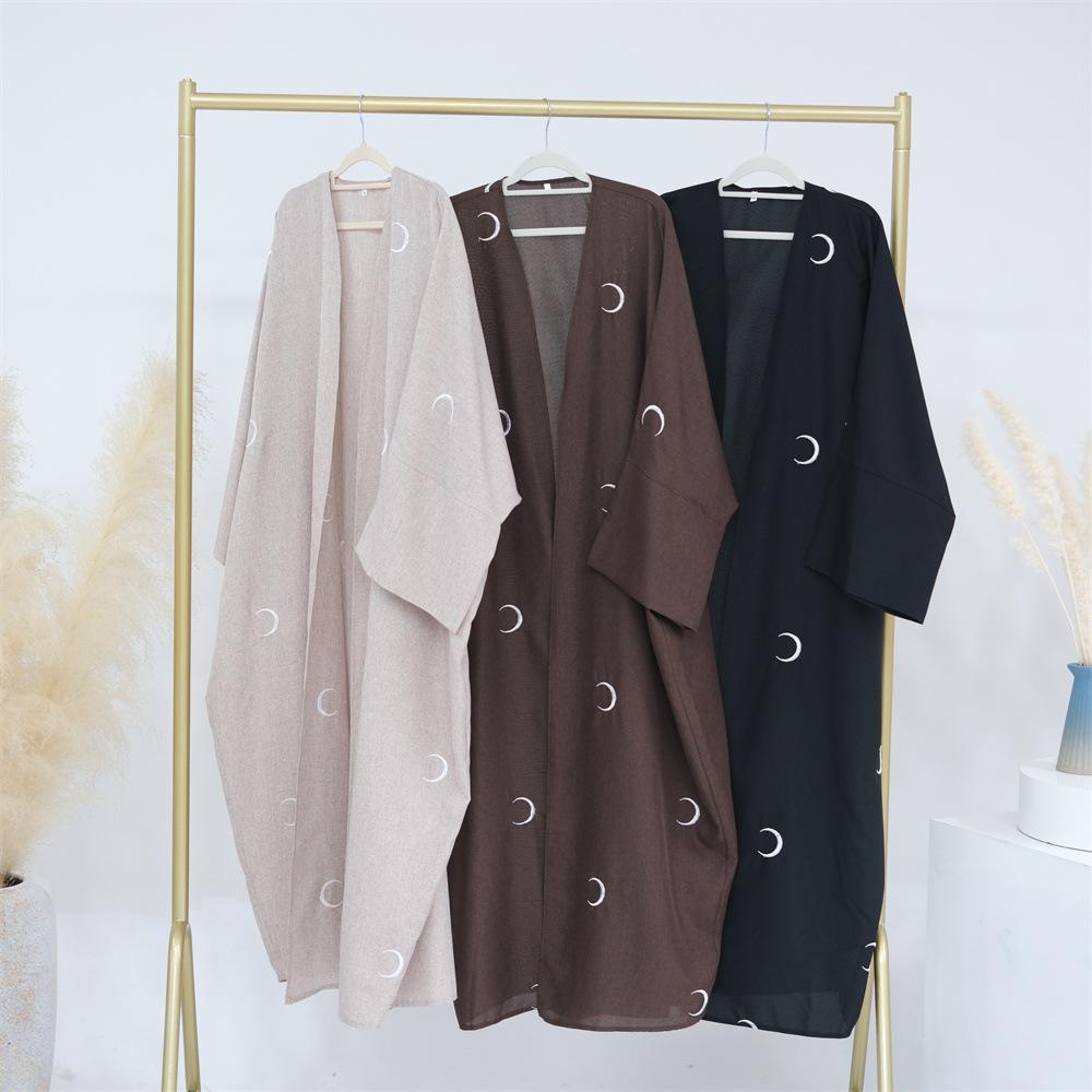 HASASERIES HS0935 Moon Embroidered Elegant Cardigan Abaya