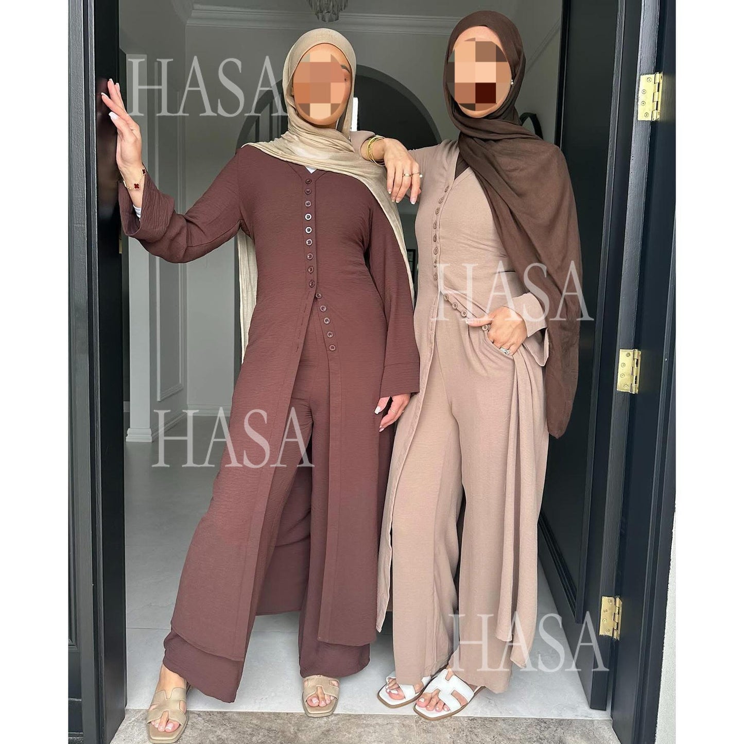 HASA HS5869 بدلة صيفية رائعة من قطعتين - تصميم أزرار متعدد الألوان