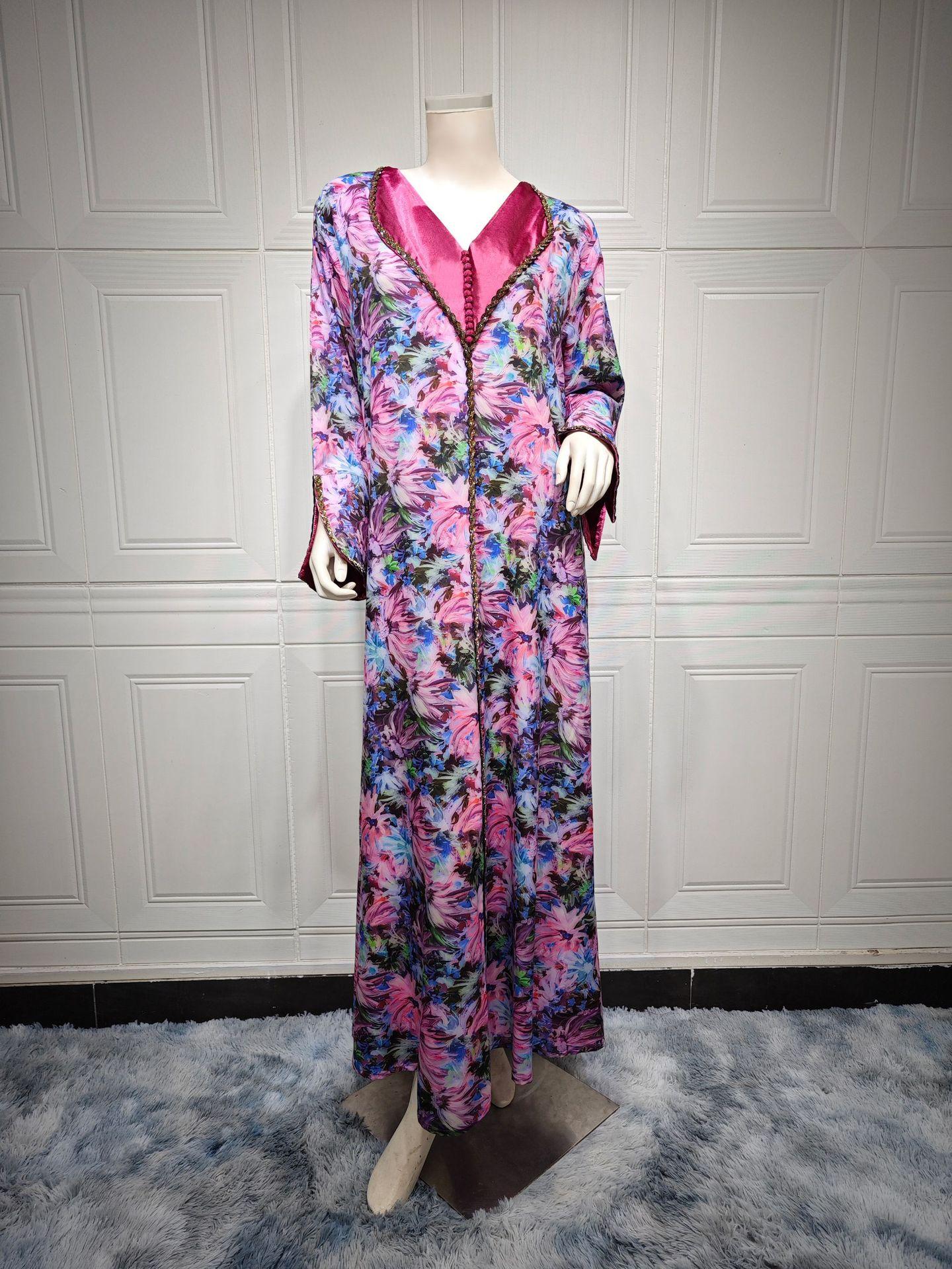 HASASERIES HS1070 Fashionable Printed Diamond Set Robe