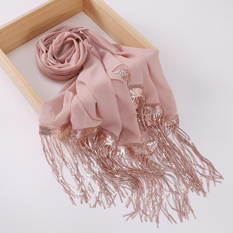 HASASERIES HS1139 Pearl Chiffon Scarf