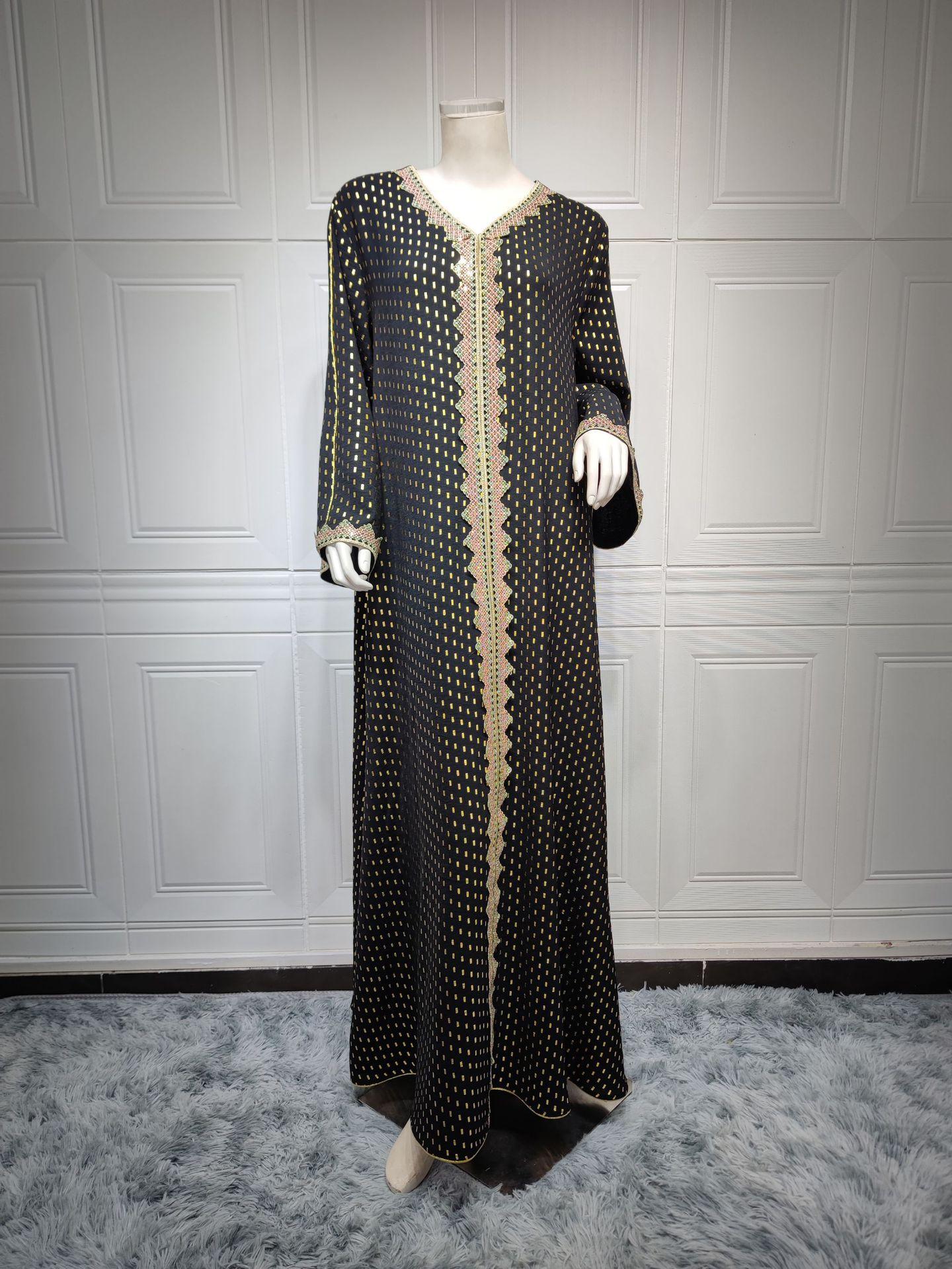 HS0442 Middle East Women's Clothing New Bronzing Muslim Dubai Robe