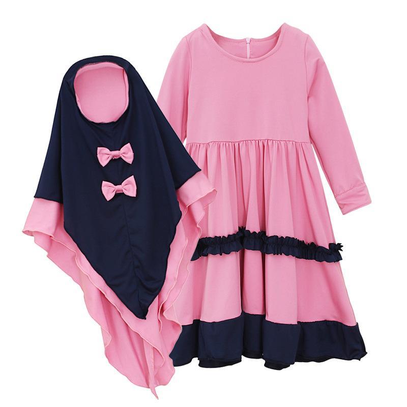 HASASERIES HS1205 Ensemble 2 pièces, Abaya pour enfant avec une couche de Khimar.