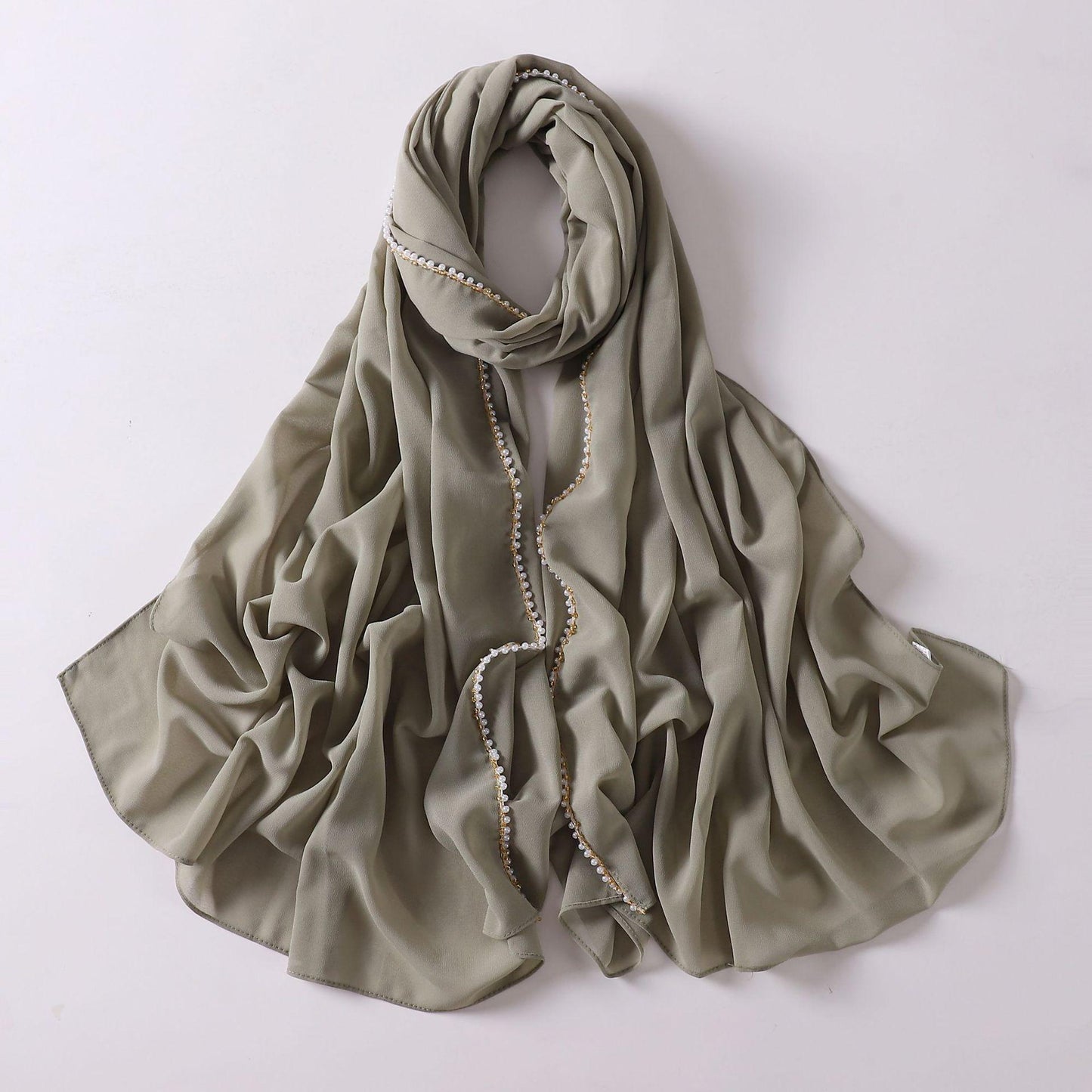 HASASERIES HS1116 Pearl Chiffon Headband Hijab