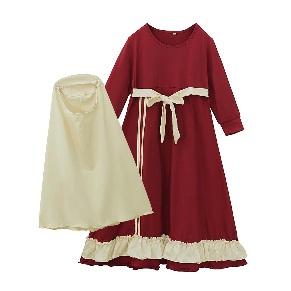 HASASERIES HS1199 Ensemble 2 pièces, Abaya pour enfant avec une couche de Khimar.