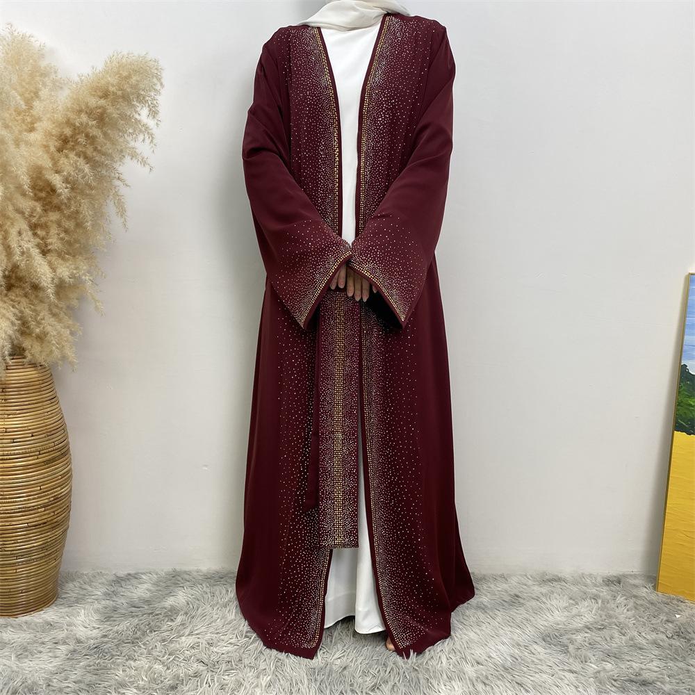 HASASERIES HS1086 Cardigan à lacets avec poche et motif diamant