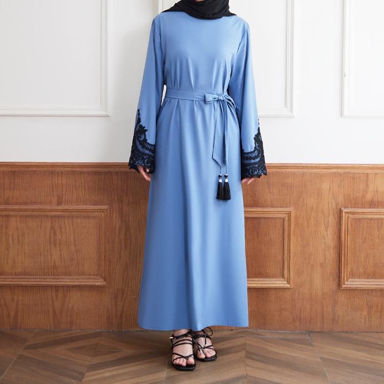 HASASERIES HS0627 Embroidered Sequin Cuff Robe
