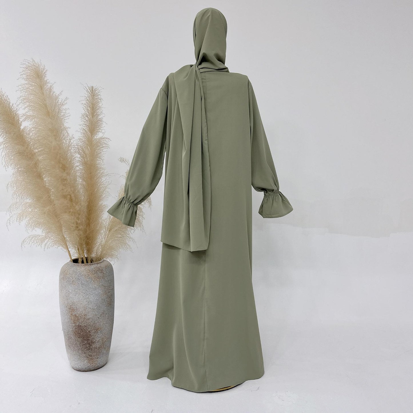 HASASERIES HS1173 Solid Color Hooded Abaya with Side Pocket