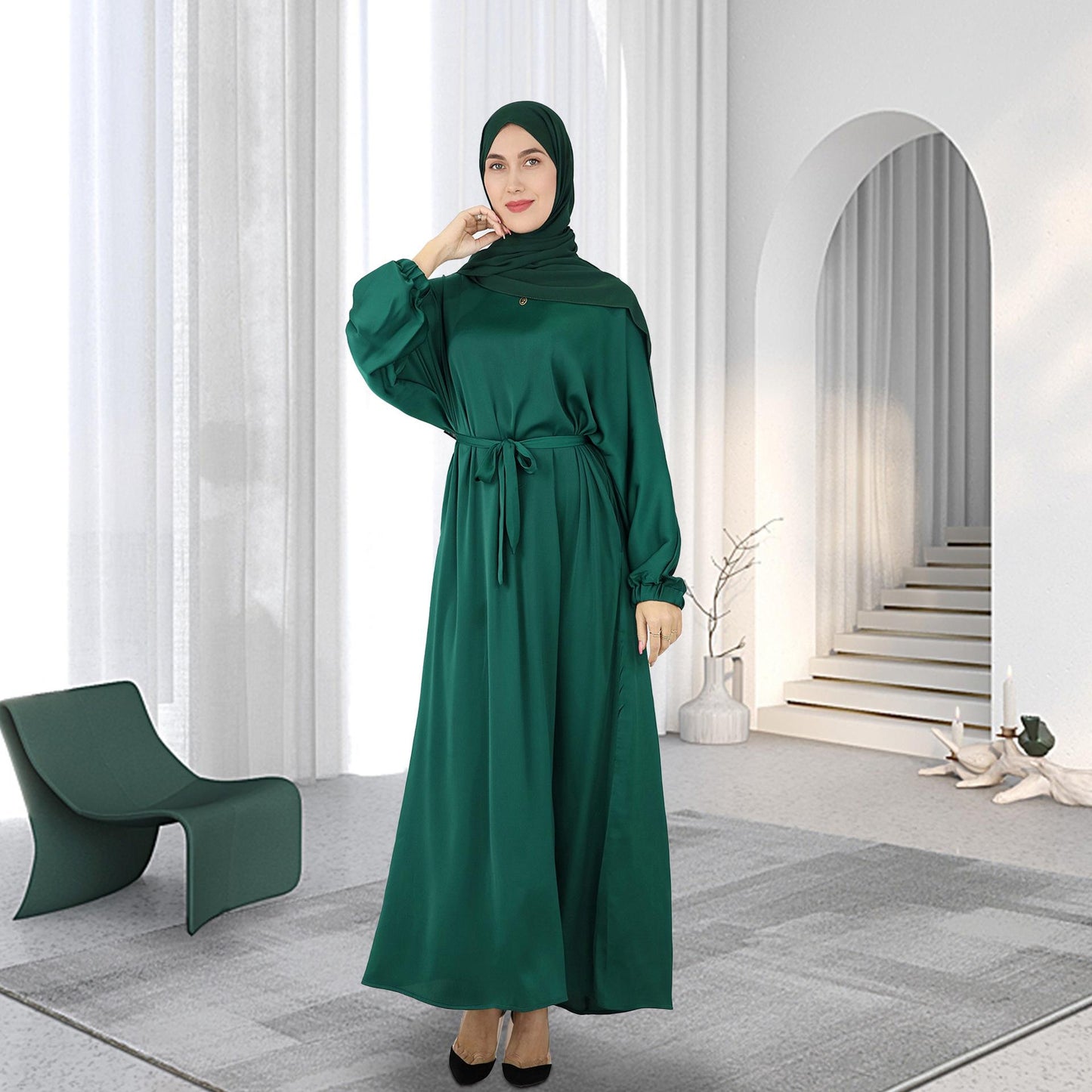 HASASERIES HS0712 Solid Large Multi Color Robe Dress