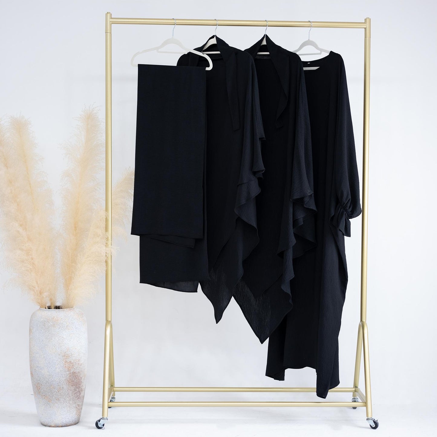 HASASERIES HS1044 2pcs Set Abaya with Two Layer Khimar