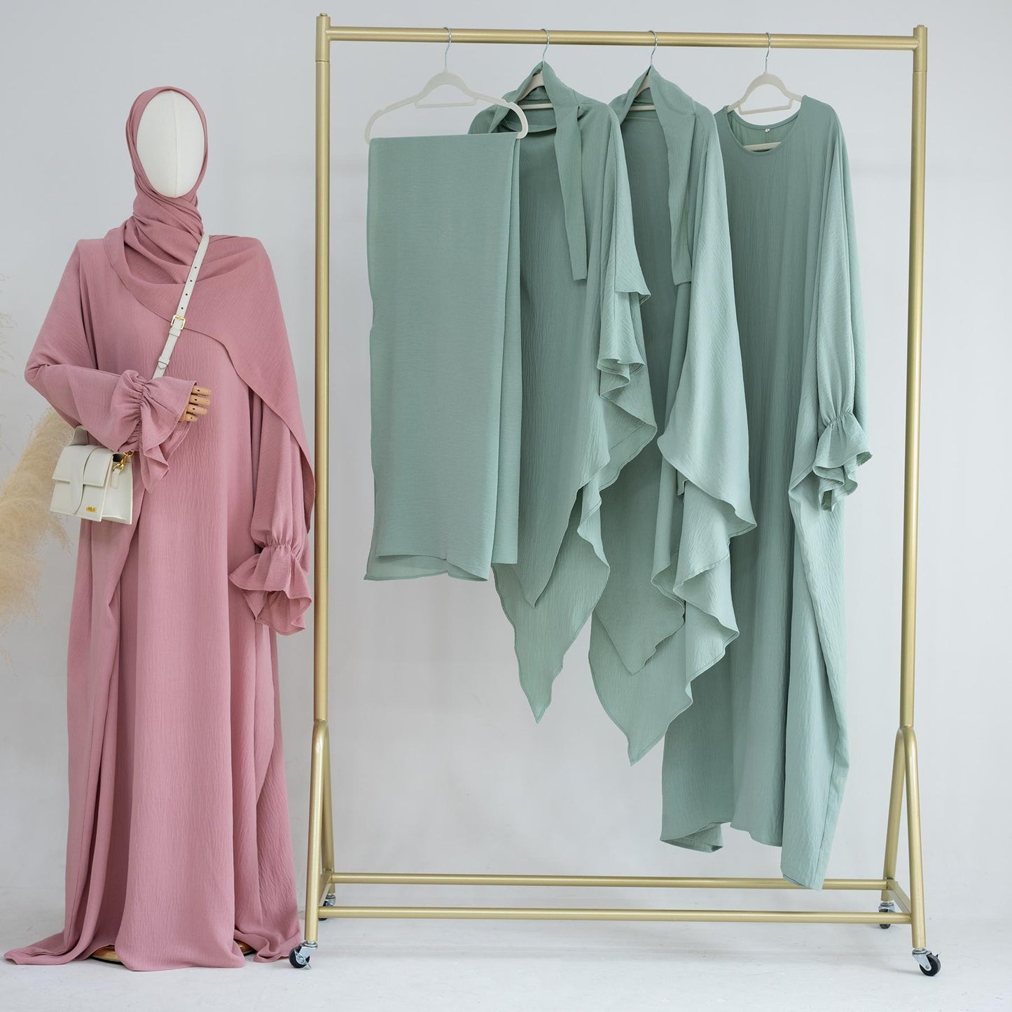 HASASERIES HS1043 2pcs Set Abaya with One Layer Khimar